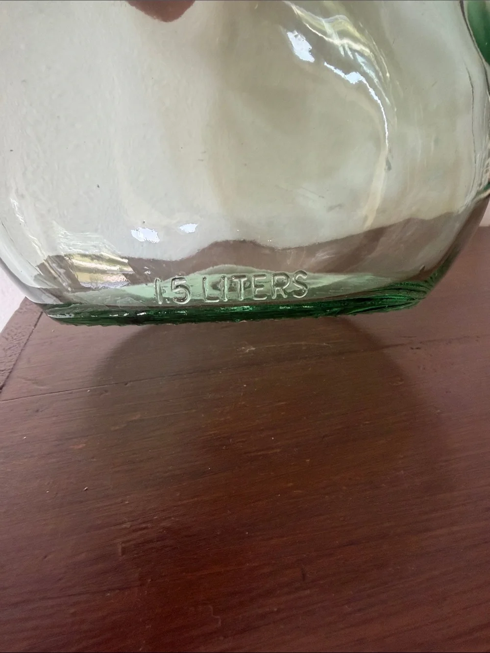 Green Handblown Glass Demijohn Jug